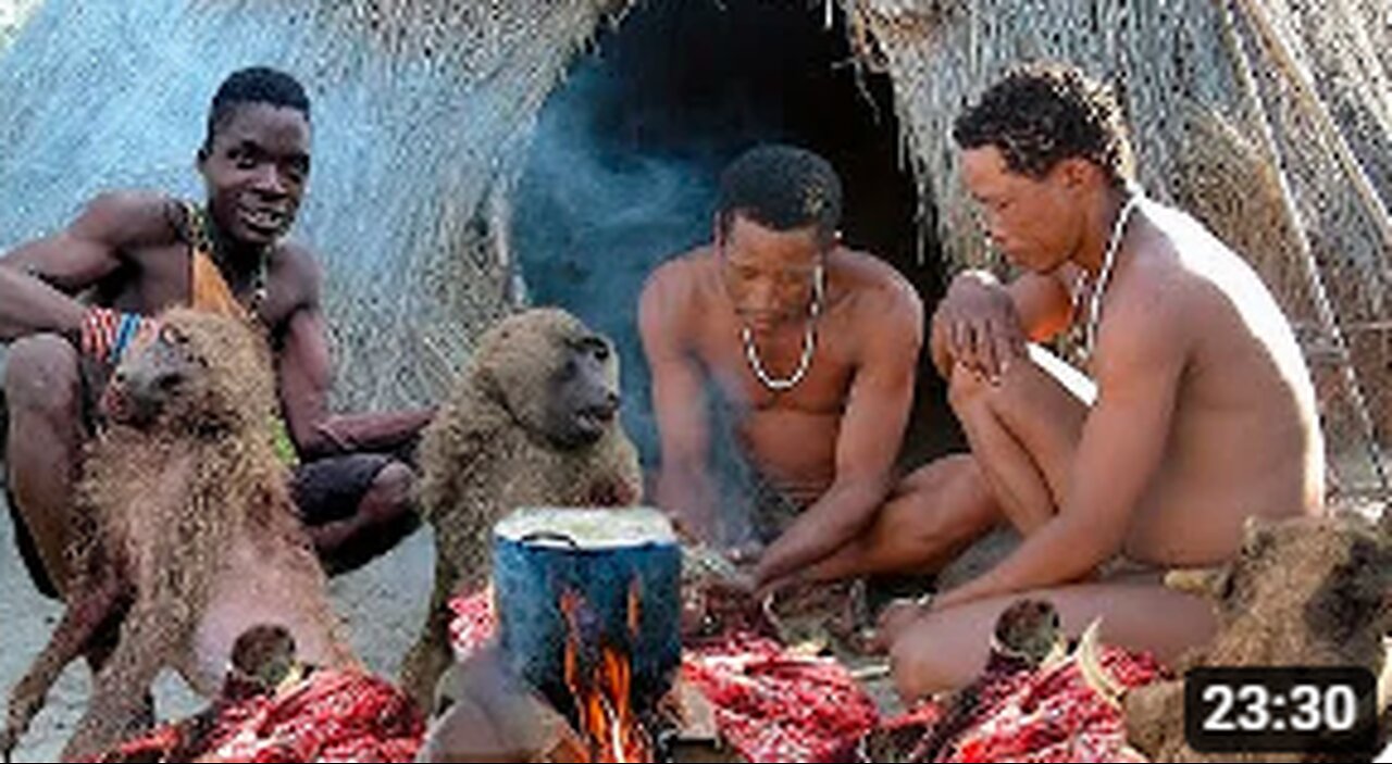 HADZA HUNT BABOON AND COOKING