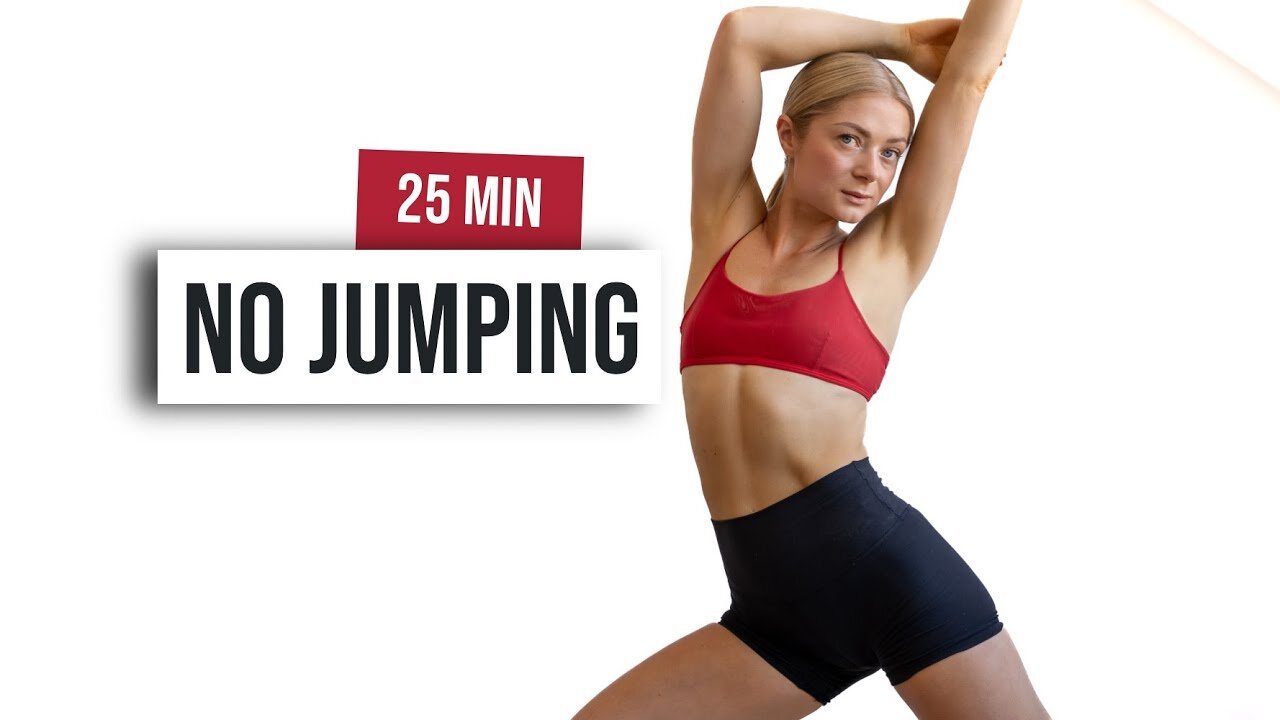 25 MIN FULL BODY NO JUMPING + ABS BURNER Workout - No Equipment - No Repeat, Home Workout
