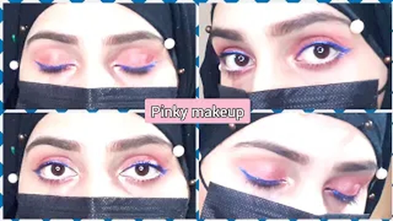 pinky eye makeup with blue eyeliner | easy tutorial in urdu hindi | everyday look | by fiza farrukh