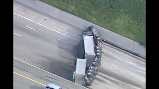 Overturned gravel hauler closes NB M-10 The Lodge at Livernois