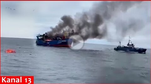 Russia mistakenly shot own ship in Baltic Sea - The moment the ship caught fire