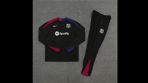 👉🏻⚽️2024/25 Barcelona Adult/Kid Black Long Sleeve Tracksuit