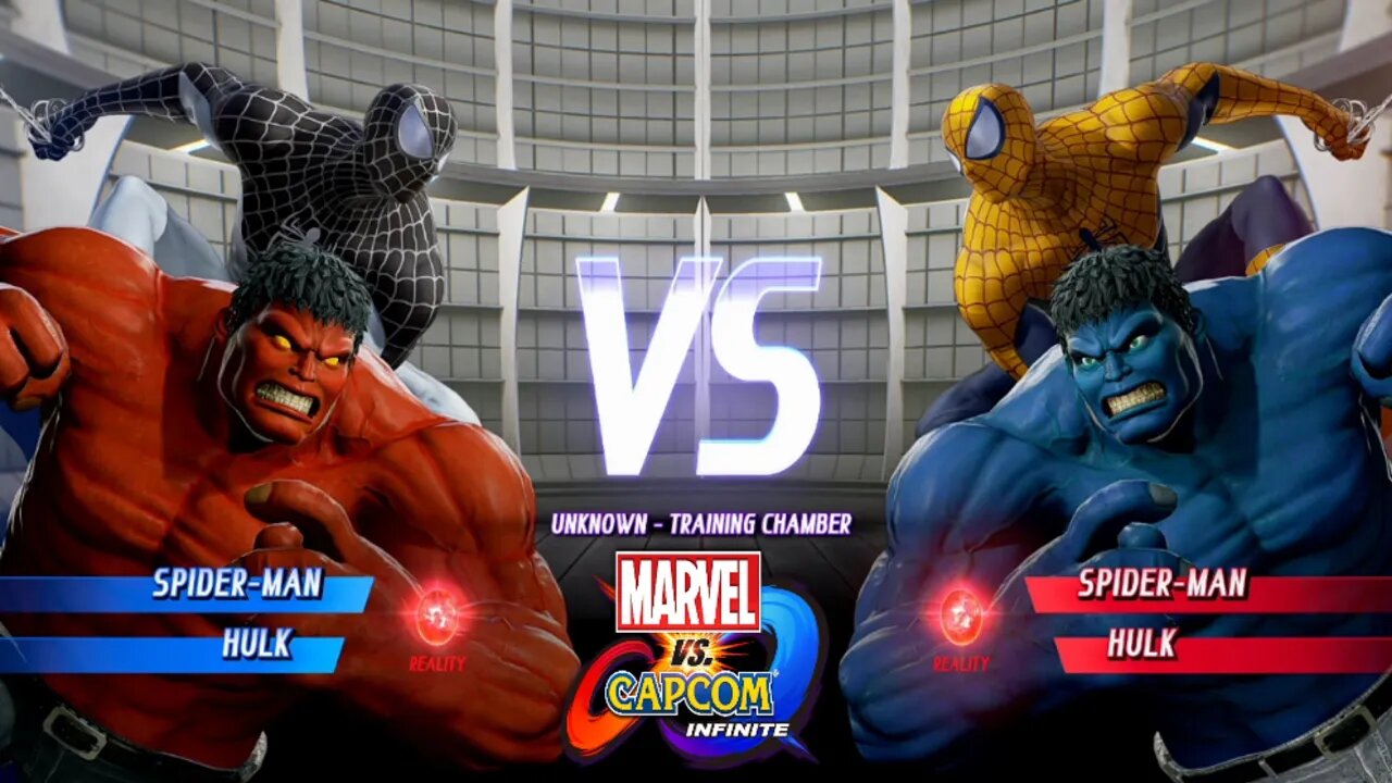 Simbionte Spider-man & Red Hulk VS Yellow Spider-man & Blue Hulk marvel vs Capcom Infinite