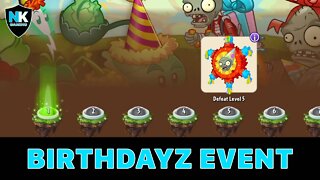 PvZ 2 - Birthdayz Event - Levels 1-5 - Level 1 Plants No Premium