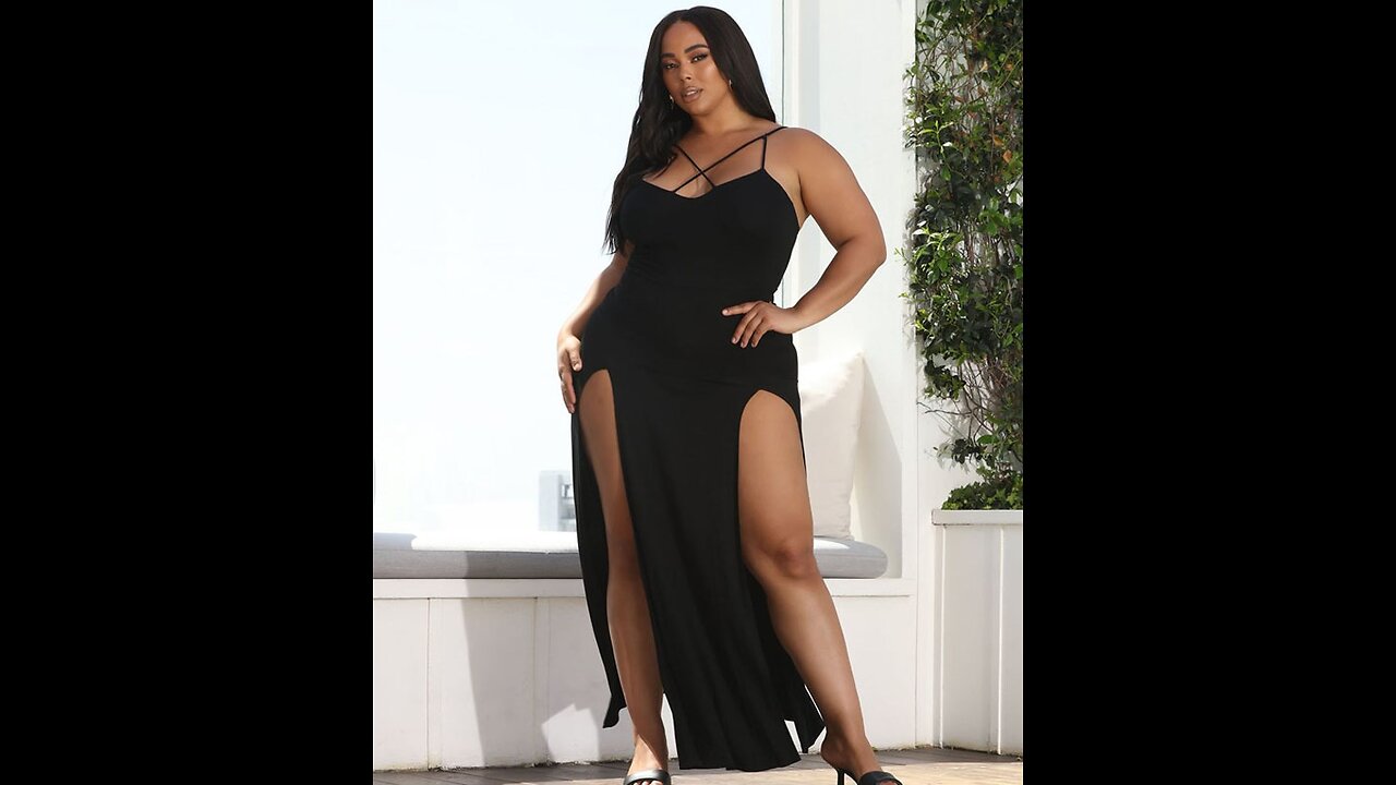 Noiré High Split Front Sling Dress Designed For The Curvy+❤️