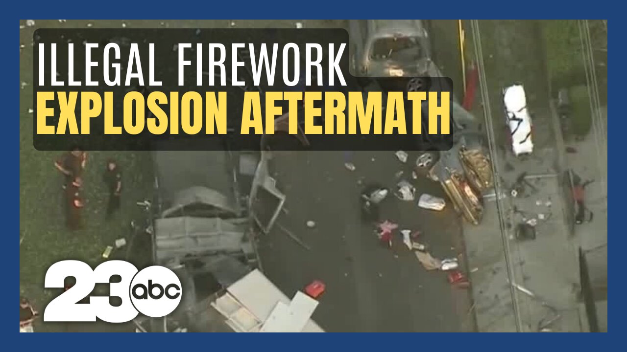 Aftermath of illegal fireworks explosion in Los Angeles