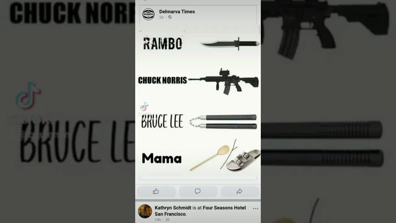 Rambo had a knife and your grandma had a switch lol