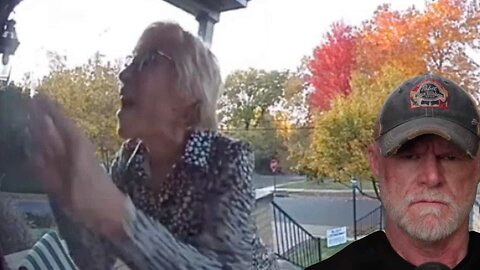 Old Ass Karen Rage Quits on Trump Sign