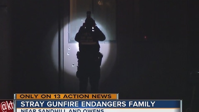 Stray gunfire endangers family