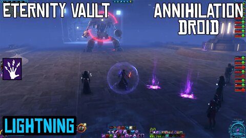 SWTOR Eternity Vault 2021: Annihilation Droid Boss Fight with Level 75 Lightning Sorcerer