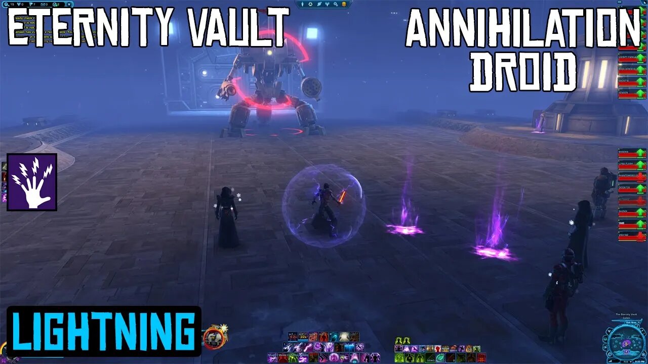 SWTOR Eternity Vault 2021: Annihilation Droid Boss Fight with Level 75 Lightning Sorcerer