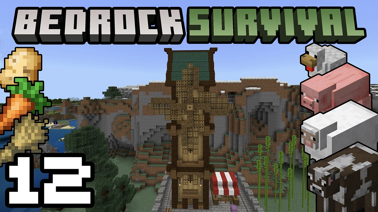 Bedrock Survival 12 Windmill & New Farm!