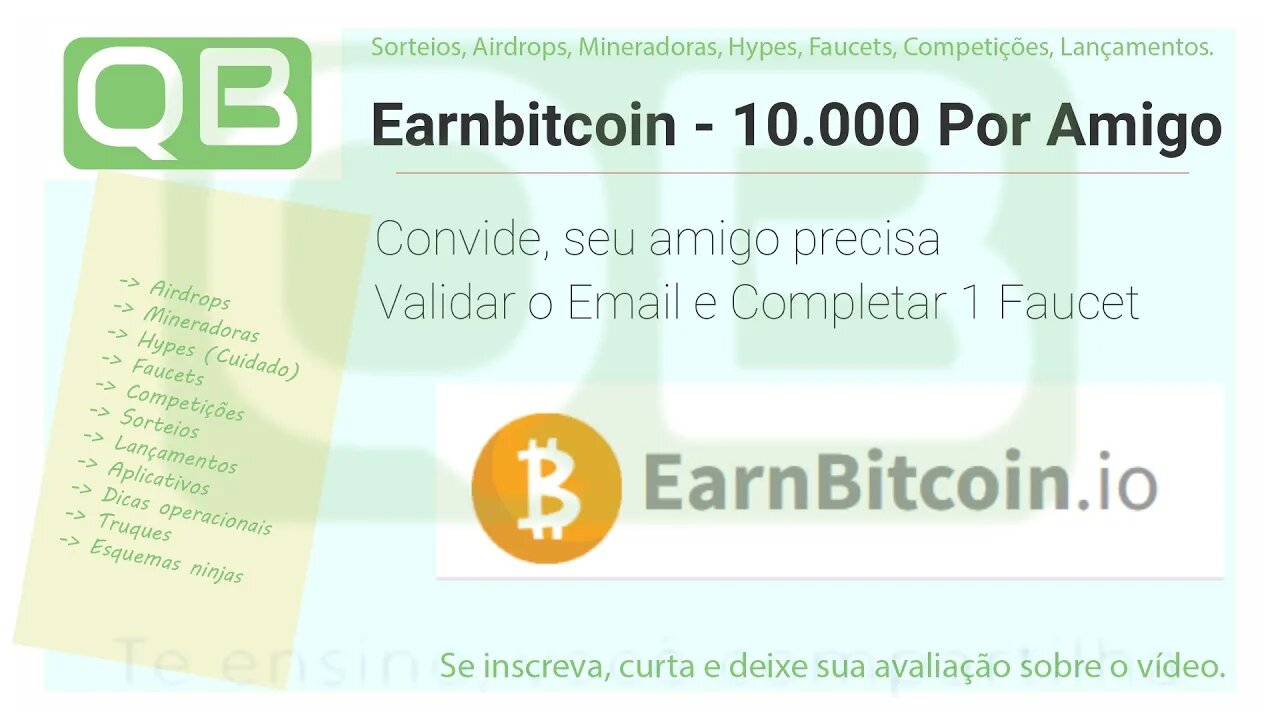 Faucet - EarnBitcoin - Paga 10.000 Satoshi por referencia.