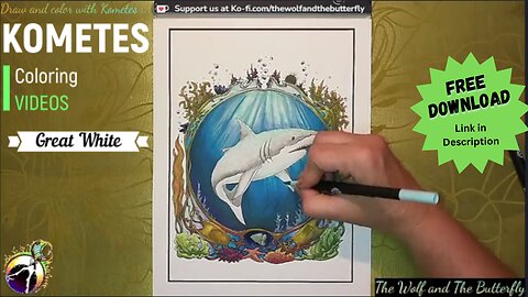 Coloring a Majestic Great White Shark 🦈 | Free Downloadable Page 🎨