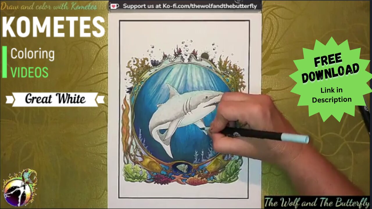 Coloring a Majestic Great White Shark 🦈 | Free Downloadable Page 🎨