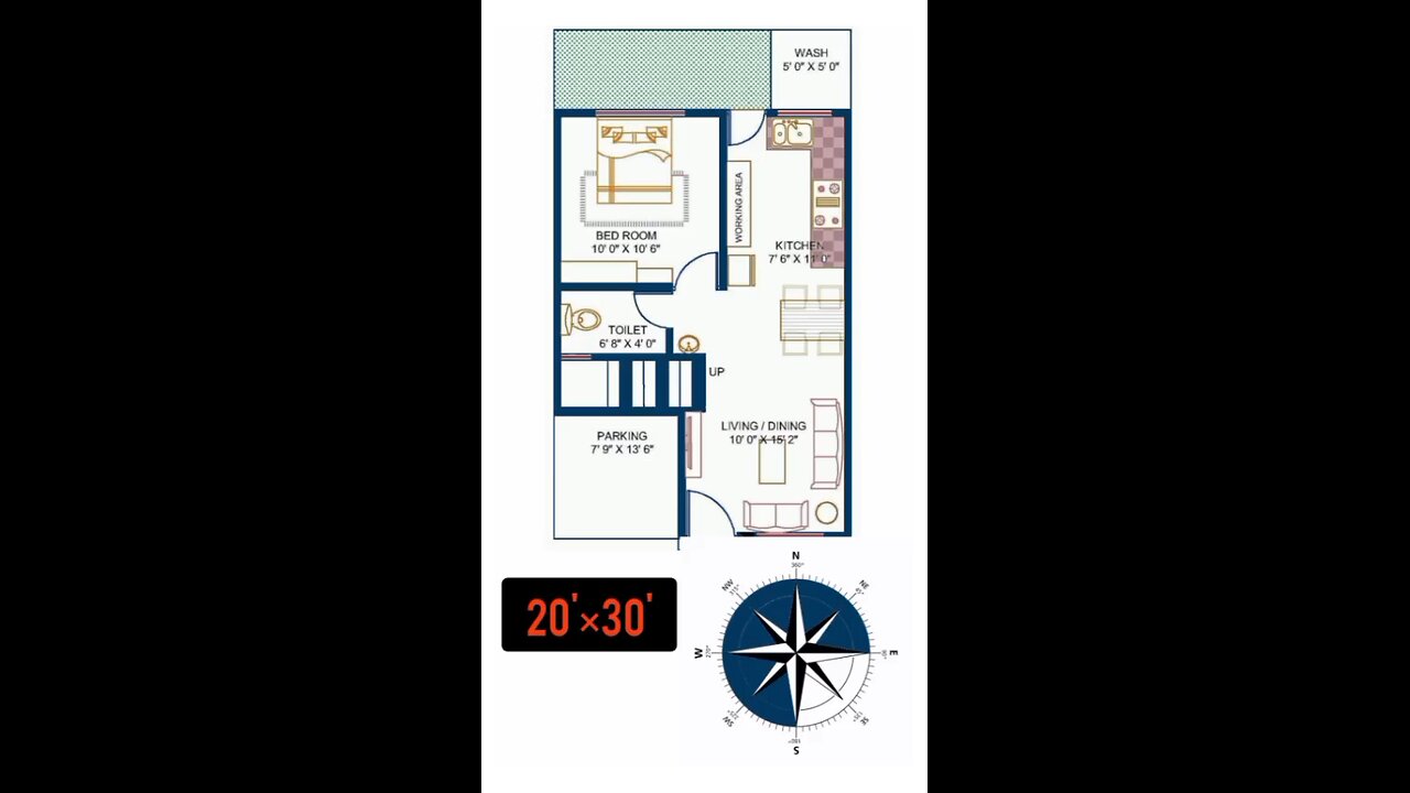 20 by 30 house plan, 20×30 hiuse design