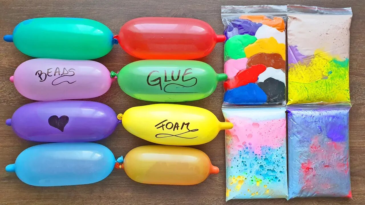 Making Slime with Funny Balloons and Slime Bags