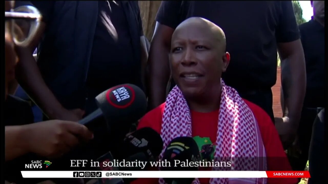 EFF supporters march to the Israeli Embassy in solidarity with Palestinian people