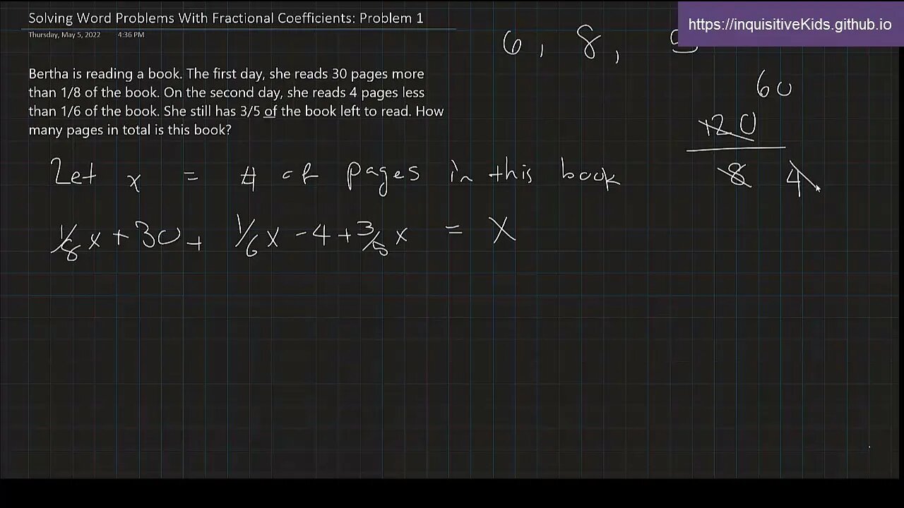 Word Problems With Fractional Coefficients: Problem 1