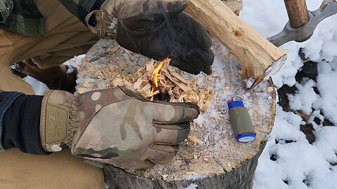 Starting a fire (snow and frozen environments)