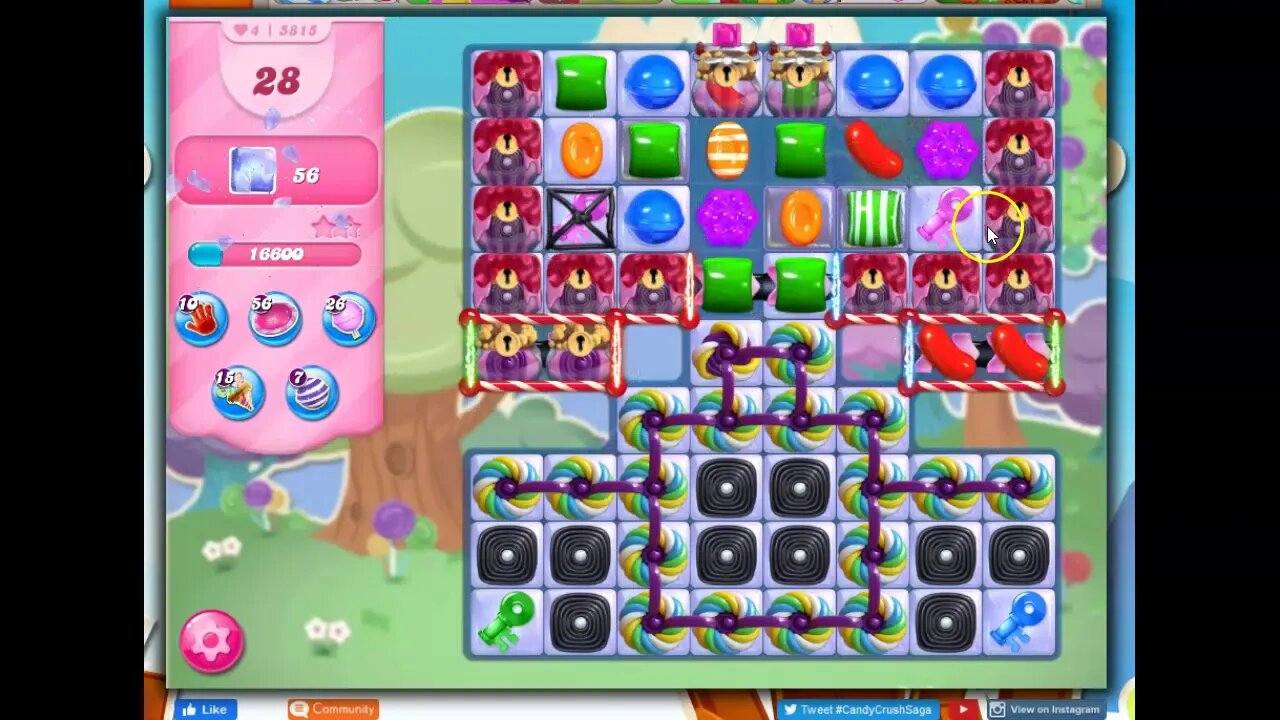 Candy Crush Level 5815 Talkthrough, 32 Moves 0 Boosters