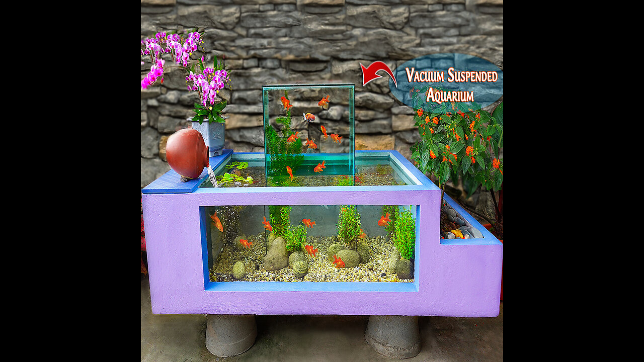 Amazing ideas! DIY wonderful vacuum suspended aquarium from cement and glass