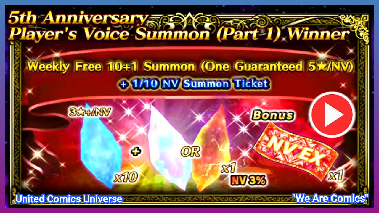 FFBE: Weekly Free 10+1 Summon (One Guaranteed 5starNV) 'We Be Comics'