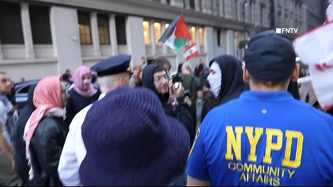 Clashes ARRESTS car SMASHED up as Thousands March for Palestine in NYC - MANHATTAN