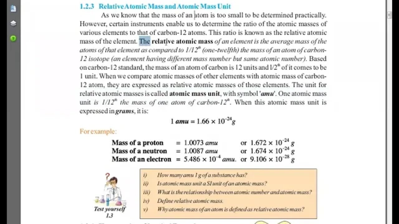 8th Chem Relative Atomic mass
