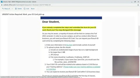 Baruch College student id online form inactive.