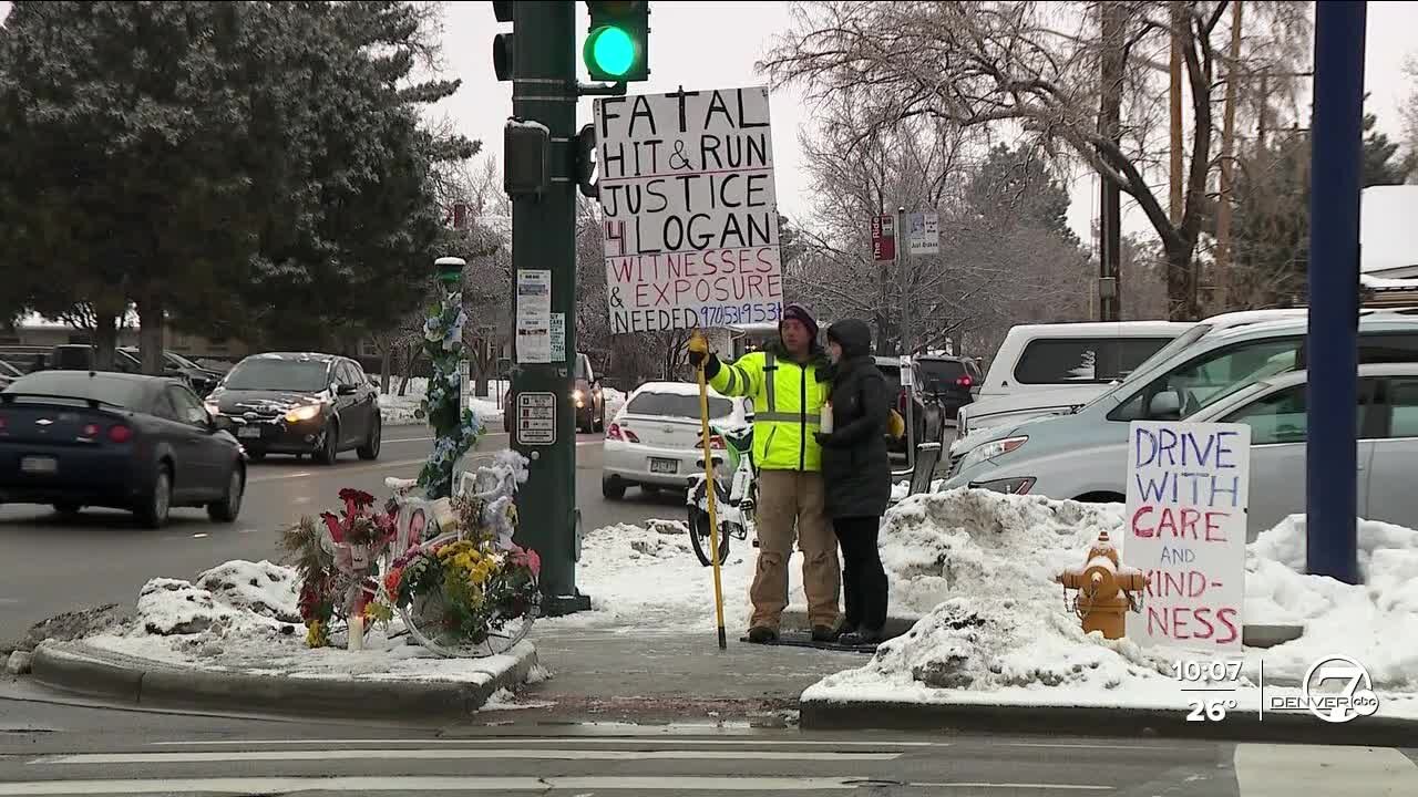 Holding a sign everyday for a Denver bicyclist killed in a hit-and-run