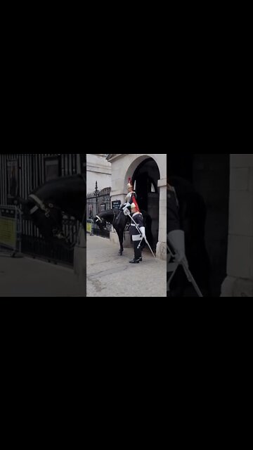 the queen's guard takes out his sword #horseguardsparade