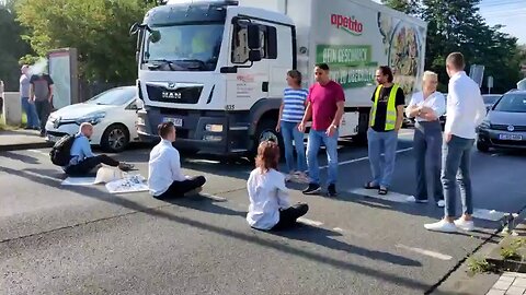 People are in rage because of climate activists blocking the roads in Germany
