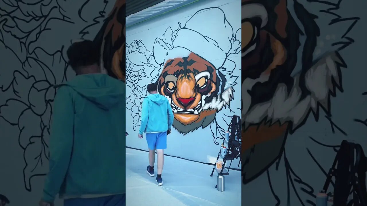 AMAZING TIGER GRAFFITI PIECE! 🔥 #graffiti #graffitiart #shorts