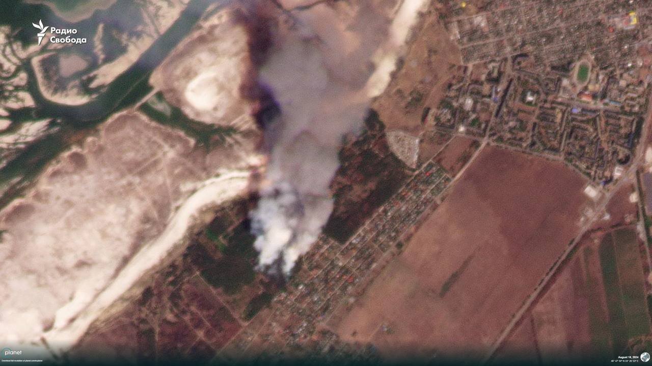 🔥💥 Destroyed Russian ammunition warehouse in Kakhovka, Kherson region.