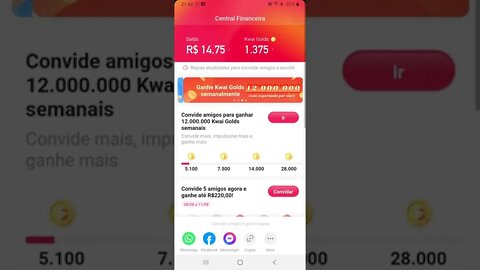 tá fácil ganhar 220 reais no kwai