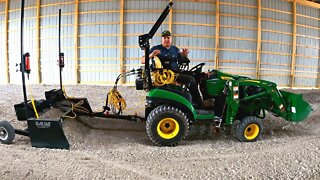 REVOLUTIONARY Laser Guided Pull Type Box Blade on Subcompact Tractor!