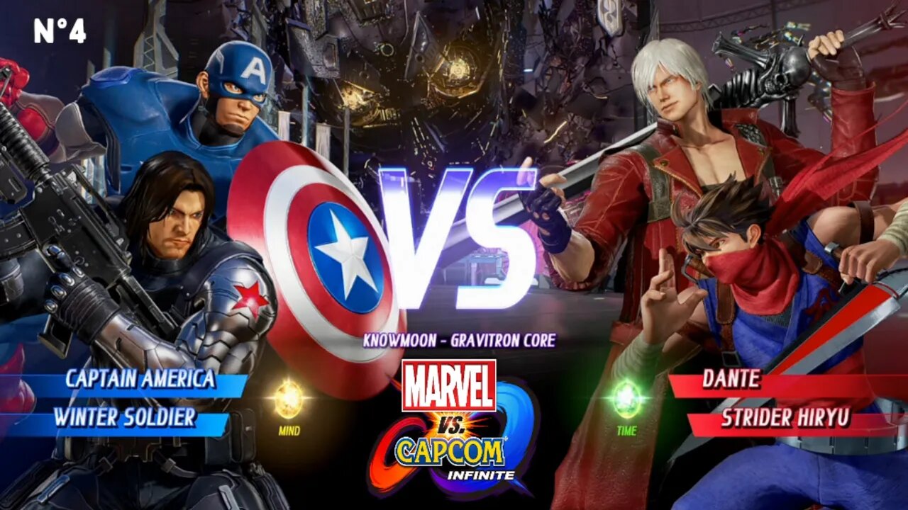 Capitão América & Soldado Invernal VS Dante & Strider Hiryu Marvel vs Capcom Infinite