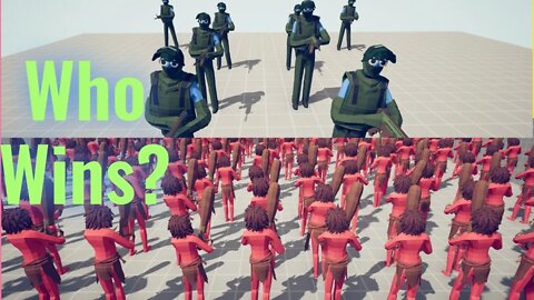 8 modern Soldiers Against 200 Clubber ! Tottaly Accurate battle Simulator TABS