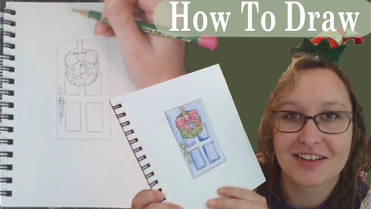 How To Draw: Wreath On A Front Door (Beginner)