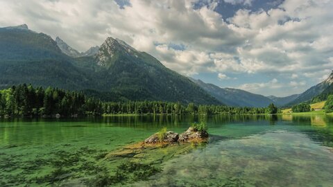 Mountain lake rain sounds for sleep. Sounds of nature.