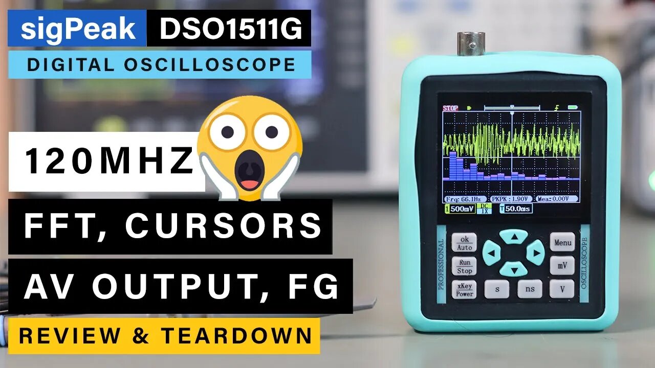 SigPeak DSO1511G Handheld Oscilloscope ⭐OMG 😱120Mhz, Function Generator, Cursors, FFT, AV Output!