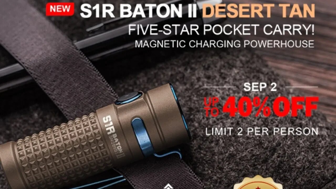 Olight Flash Sale September 2nd up to 40% off S1R Baton II in Desert Tan