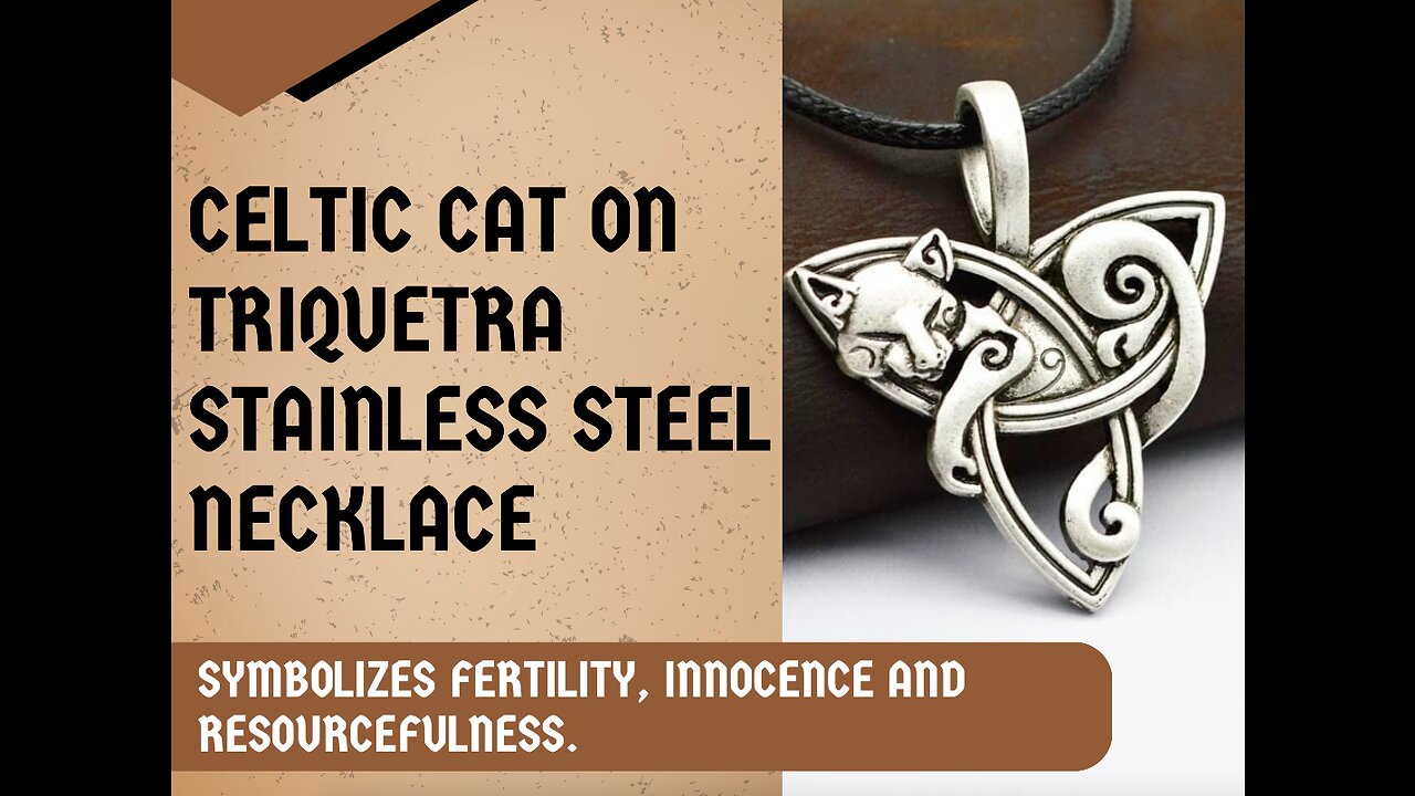 CELTIC CAT ON TRIQUETRA STAINLESS STEEL