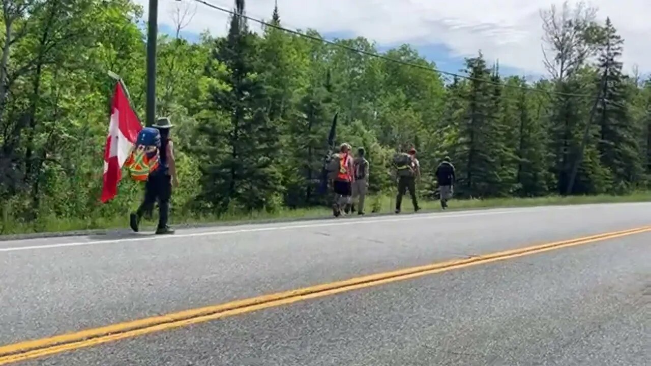 March with James Topp Highway 17, this is about 15 km into today’s march. Sudbury here comes James.