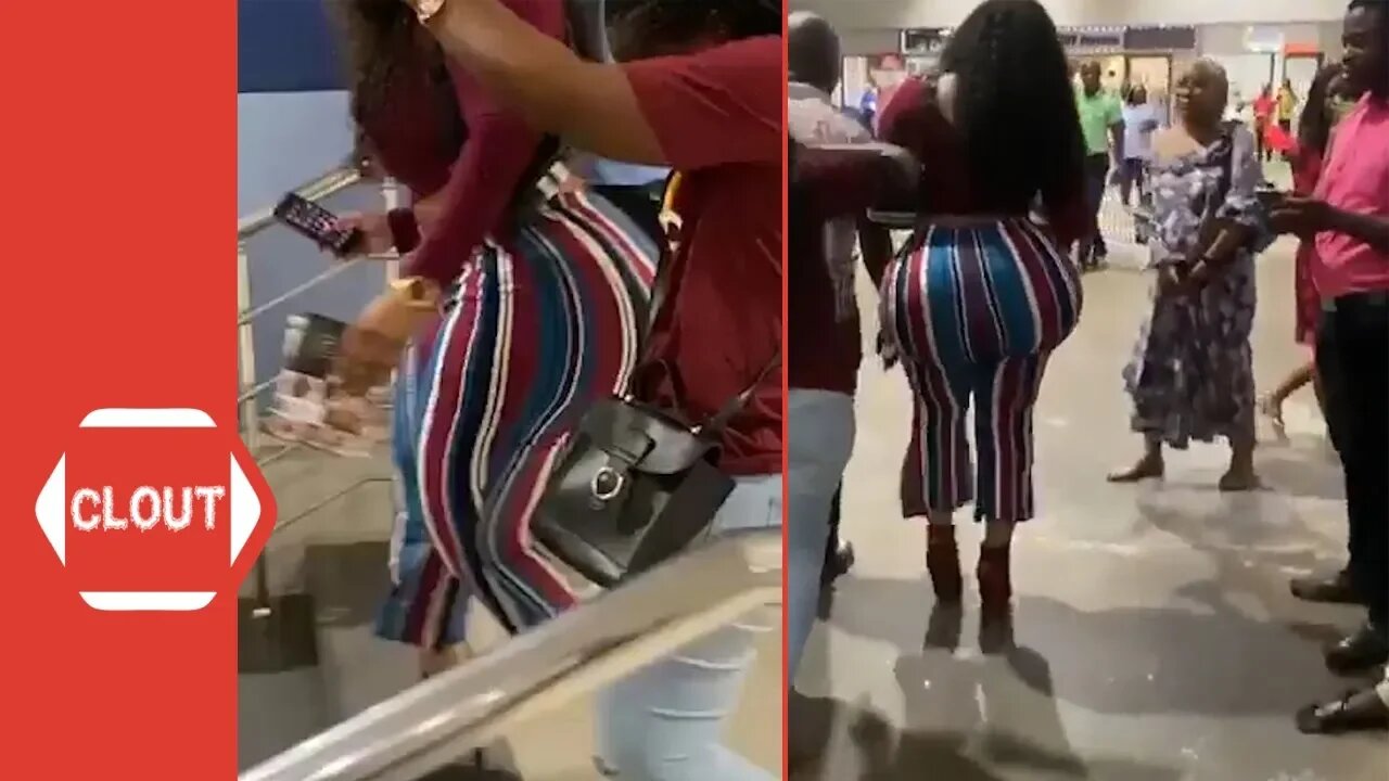 Woman Causes Commotion With Her Massive Backside At The Airport!