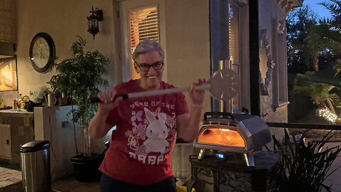 Great Dane Watches Friend's Happy Pizza Paddle Dance