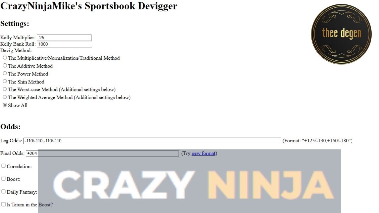 Add This to Your Sportsbetting Arsenal- How to use the CrazyNinjaMike Sportsbook Devigger