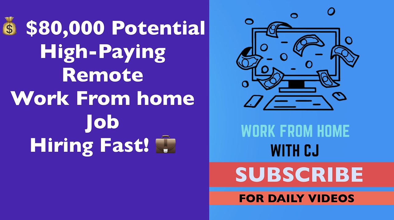 💰 $80,000 Potential: High-Paying Remote Work From home Job - Hiring Fast! 💼