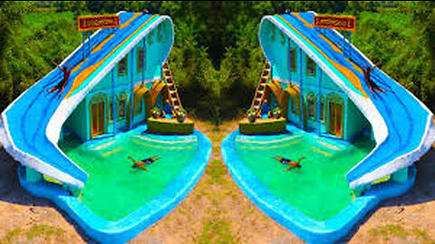 140 Days Building The Most Pretty Villa House & Water Slide On Roof To Underground Swimming Pool